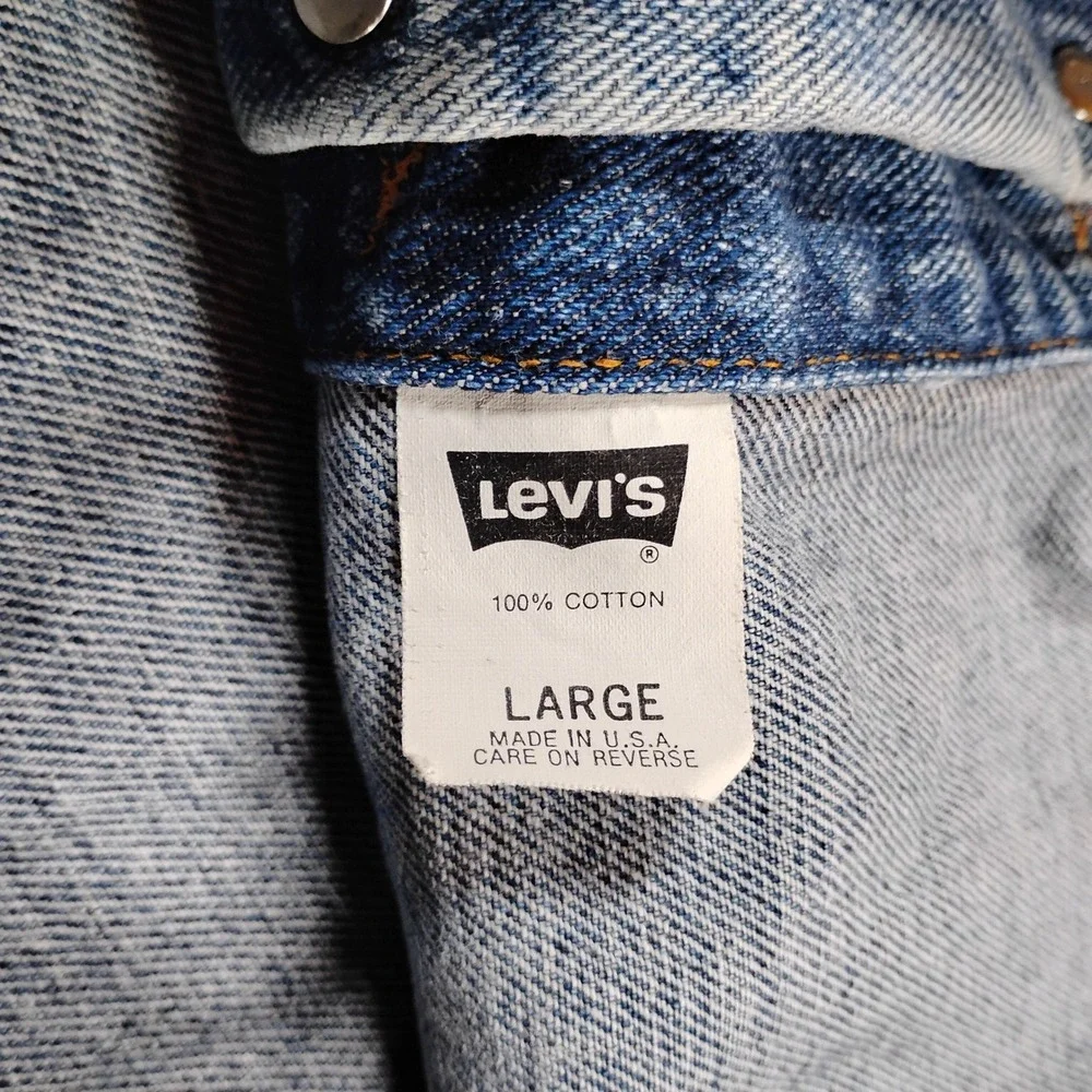 Vintage Levis 70507-4890 Mens Large Denim Trucker Jacket Blue Made in USA 90s - Picture 3 of 14